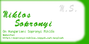 miklos sopronyi business card